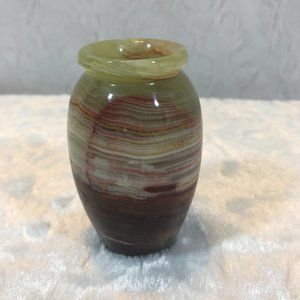 Hand Carved Marble Banded Onyx flower miniature vase